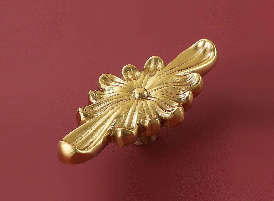 Brass Flower Knobs Pulls Handles Dresser Knobs Gold Knobs
