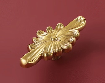 Brass Flower Cabinet Knob: Gold Dresser Drawer Pull - Etsy