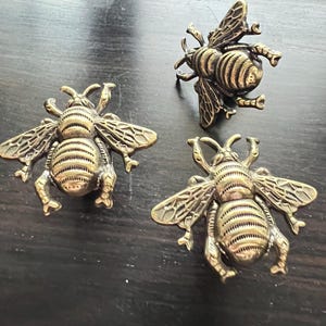 Antique Bronze Bee Knob: Brass Cabinet Drawer Pull