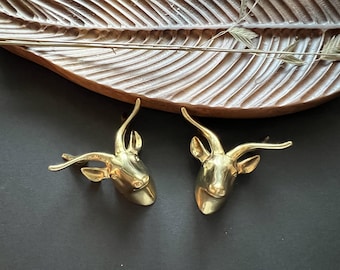 Ladeknop messing hertenkop: dressoir, meubelknop