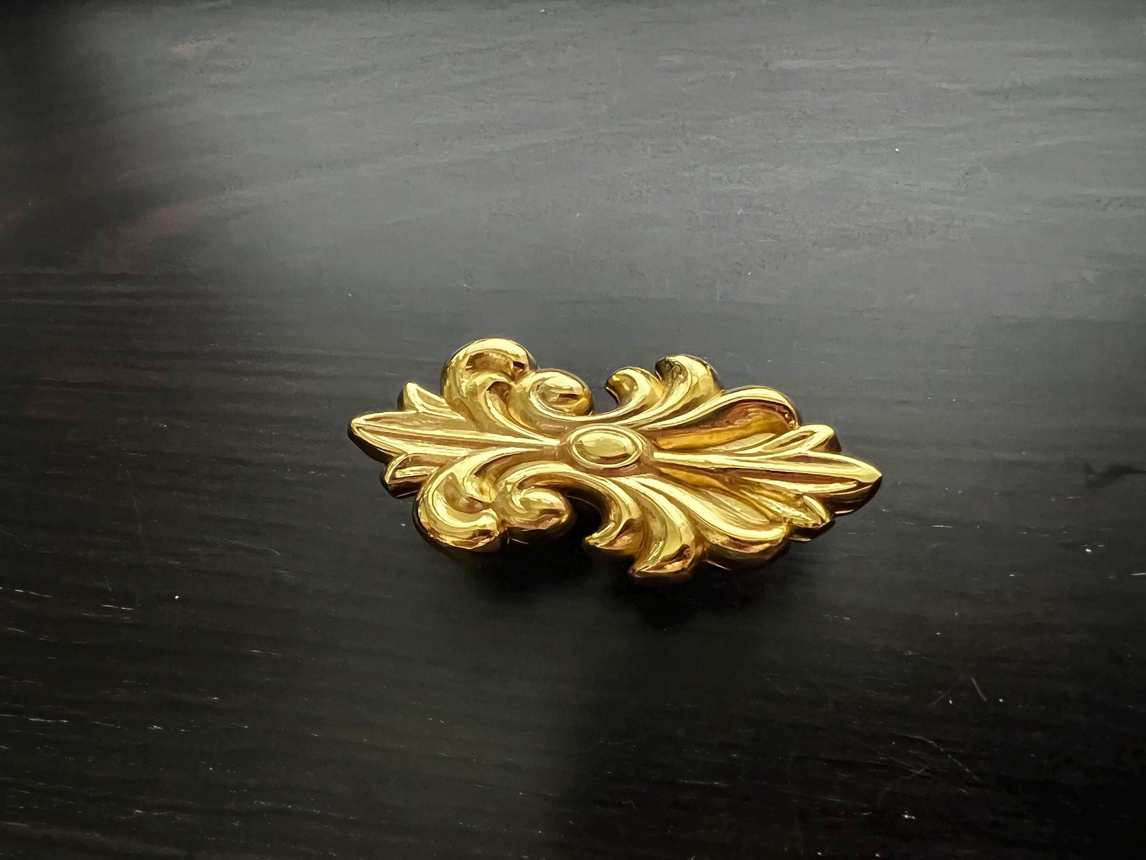 European Brass Kitchen Drawer Handles Backplate Floral Flower Cabinet Knob With Board - Gold Flower Handle, Floral Knob
