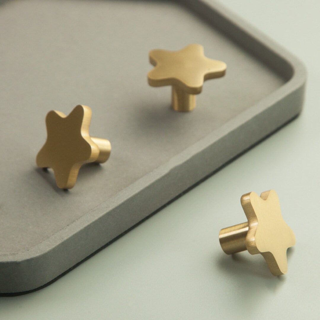 Brass Star Drawer Knobs Modern Pulls Brass Gold Dresser Pulls