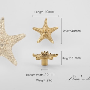Solid Brass Starfish Knobs: Modern Cabinet Drawer Pulls image 4