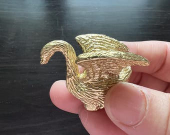 Swan Brass Knob: Gold Decor Cabinet Drawer Pull