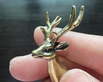 Antique Bronze Deer Knob: Brass Cabinet Drawer Pull