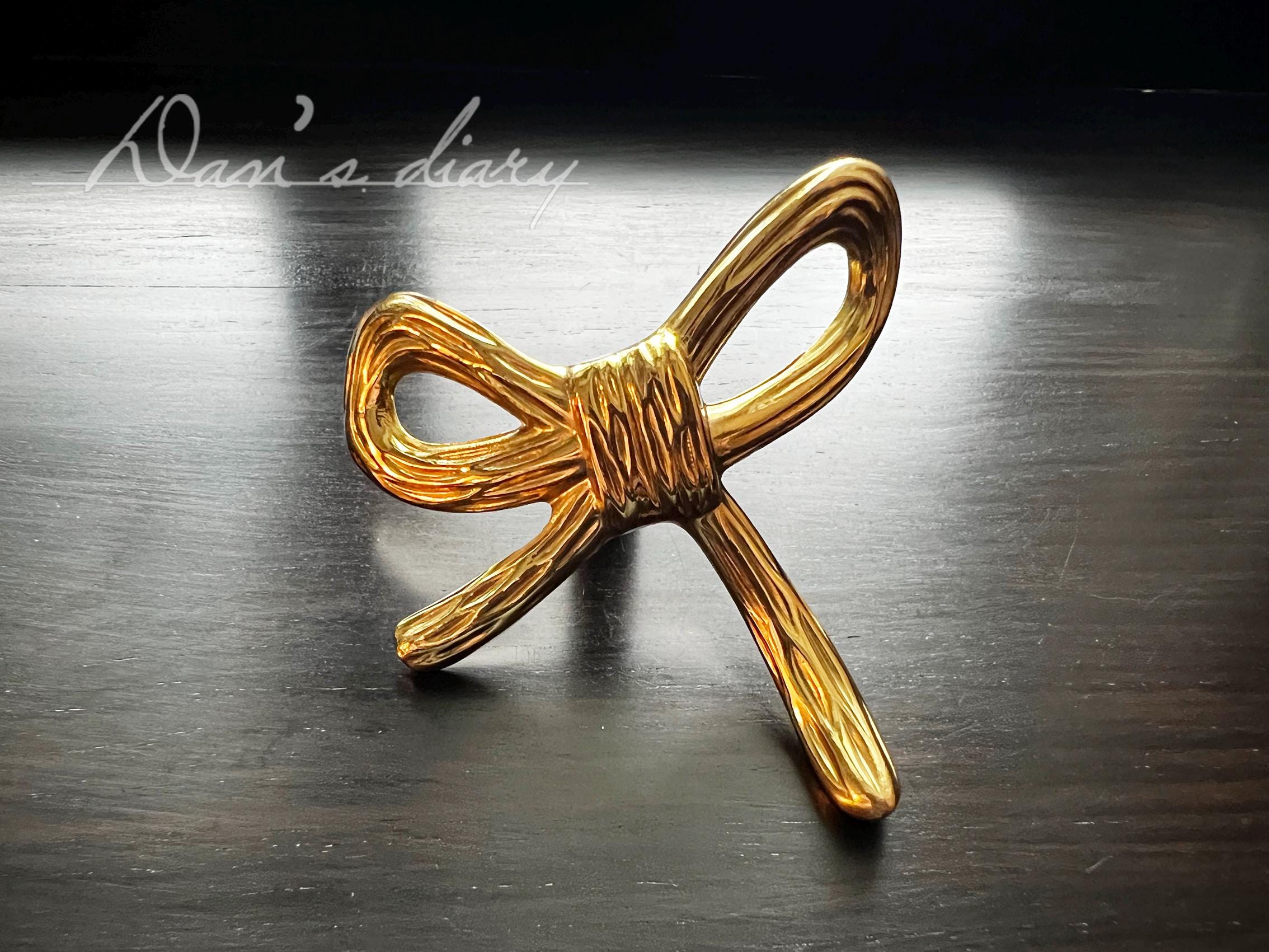 Solid Brass Bow Knob: Gold Dresser Drawer Pull - Etsy