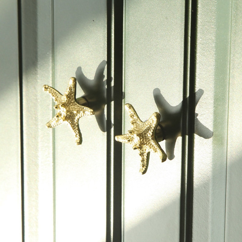 Solid Brass Starfish Knobs Dresser Knob Pull Cupboard Knob Drawer Pulls Knobs Wardrobe Knob Kitchen Cabinet Knobs Modern,CP-0267 image 2