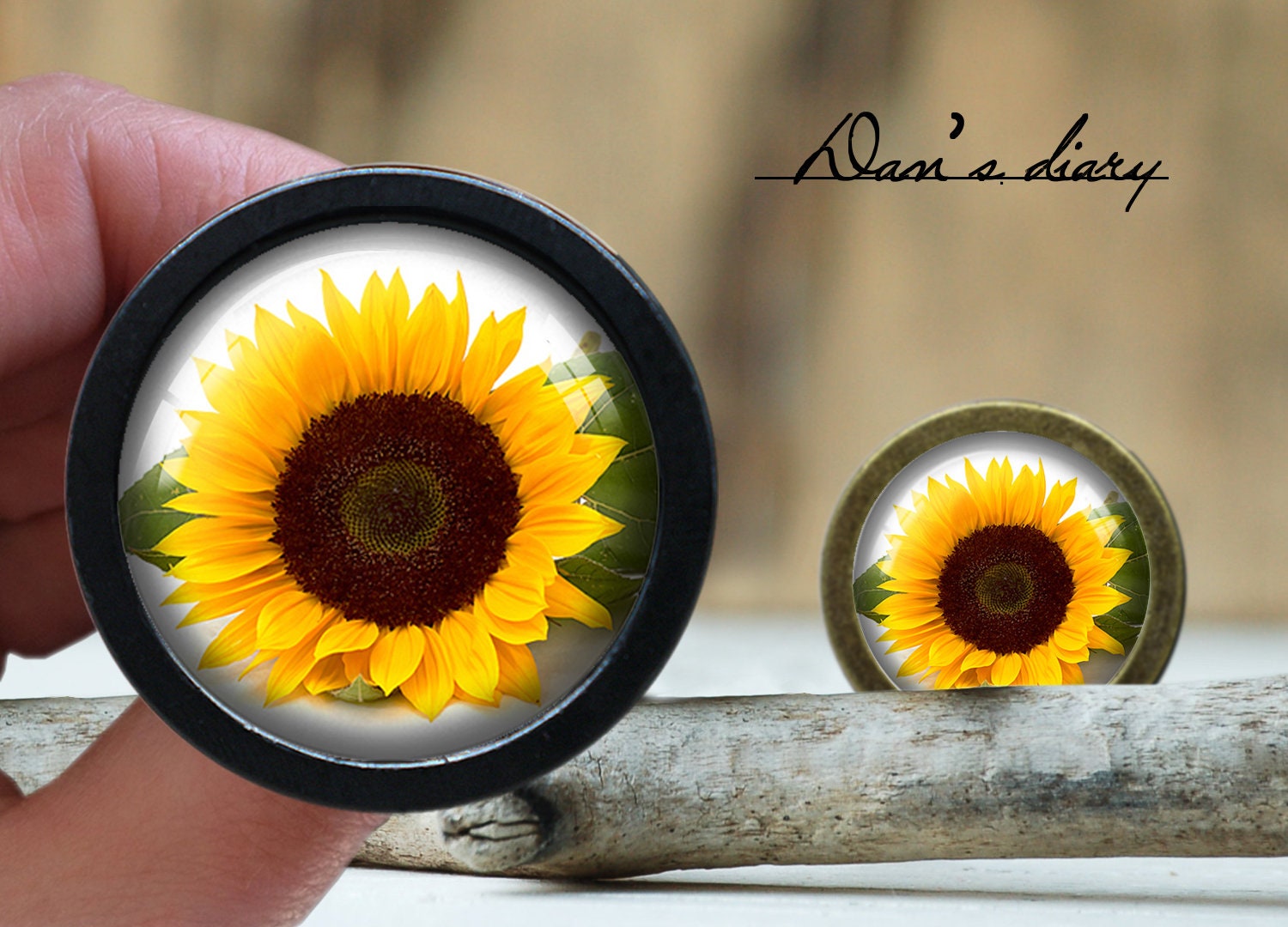 Sonne BlumenMuster Gewölbte Glas Cabochon Pulls Knöpfe Pull | Etsy