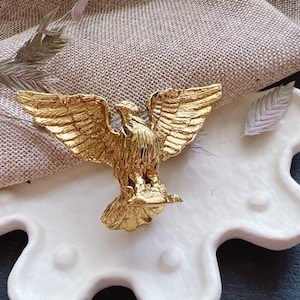 Brass Eagle Knob: Unique Gold Dresser Drawer Pull