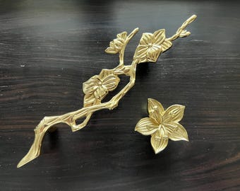Tirador de latón macizo con forma de flor para armario: Herrajes para muebles de estilo nórdico