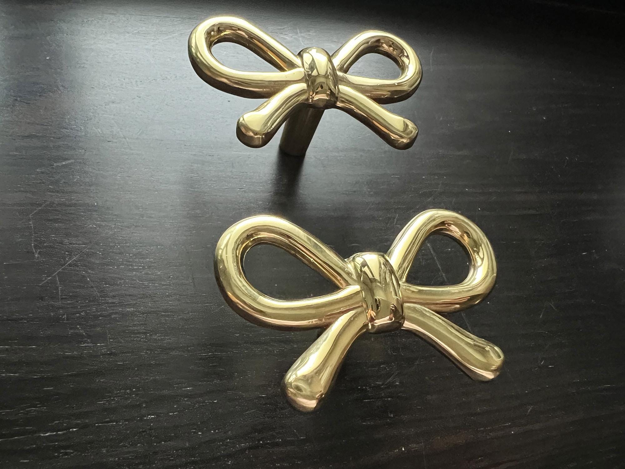 Brass Bow Knob, Gold Dresser Drawer Pull, Cabinet Hardware - Etsy