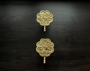 Pomo de cajón floral de latón macizo: tirador de tocador, pomo para muebles