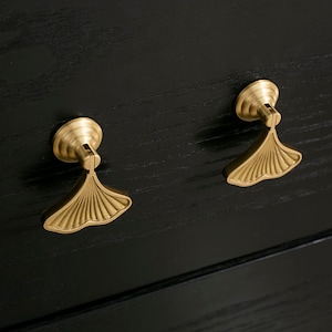 Ginkgo Dresser Knobs Kitchen Cabinet Knobs Brass Gold Drawer Knobs Kitchen Door Handles Gift Cupboard Knobs Pulls Handles ,CP-0819