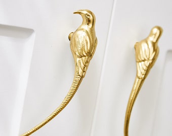 Modern Brass Bird Knobs Pulls Dresser Knob Pull Handles Gold Drawer Knob Pull Girls Room Cabinet Knob Kitchen Knob Pull,CP-0951
