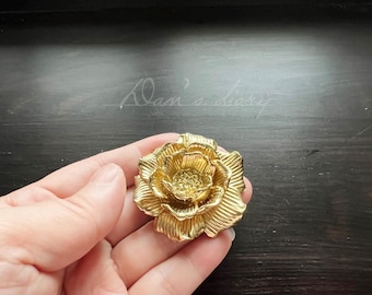 Solid Brass Flower Cabinet Knob: Dresser Pull Nursery Room knob