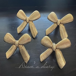 Solid Brass Bow Knob - Gold Dresser Drawer Pull