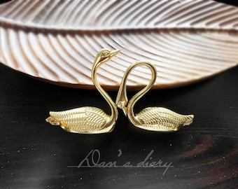 Bouton cygne en laiton massif : poignée de tiroir nordique