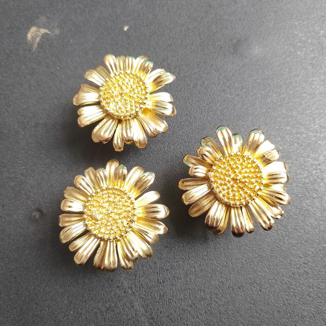 Brass Flower Knobs Pulls Handles Dresser Knobs Gold Etsy