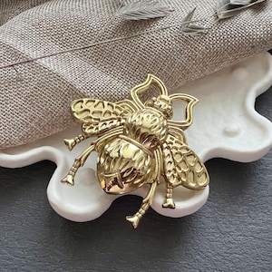 Brass Bee Knob: Modern Cabinet Pull, Dresser Drawer Handle