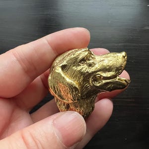 Brass Dog Drawer Knob: Gold Animal Dresser Pull, Cabinet Hardware