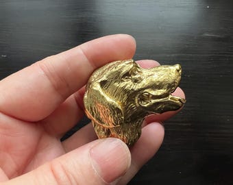Brass Dog Drawer Knob: Gold Animal Dresser Pull, Cabinet Hardware