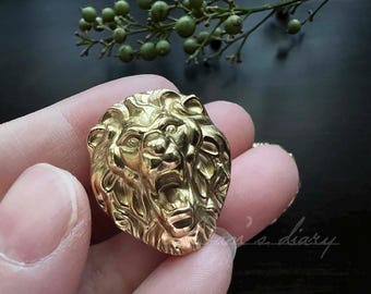 Bouton de tiroir à tête de lion en laiton : poignée de porte d'armoire