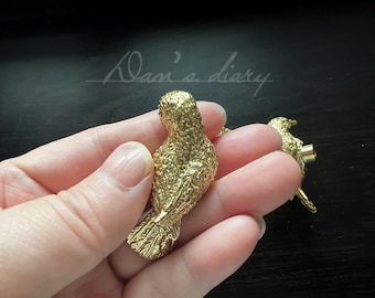 Pomello per cassetto a forma di uccello in ottone: maniglia per comò in ottone massiccio
