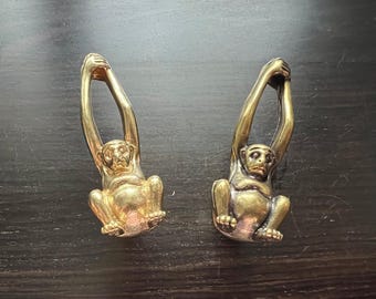 Vintage Affe Messing Schubladenknauf, Bronze Möbelknauf
