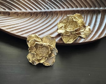 Solid Brass Flower Cabinet Knob: Dresser Pull Nursery Room knob
