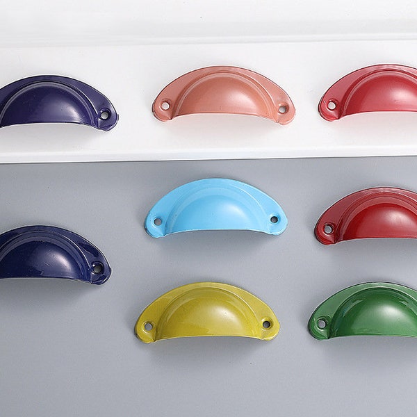 Colorful Drawer Pull Handles Bin Cup Shell Dresser Pulls Handles Knobs Cabinet Knob Pulls Red Yellow Blue Pink Green,CP-0709