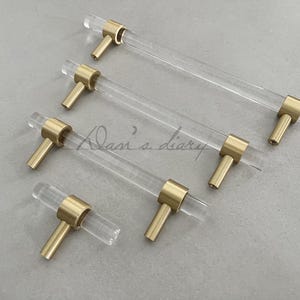 Acrylic Brass Strip Pull handle Modern Minimalist Cabinet Gold Transparent Drawer Wardrobe Furniture Light Luxury Door Pull Handle,CP-0005