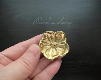 Brass Flower Drawer Knob: Solid Brass Dresser Pull