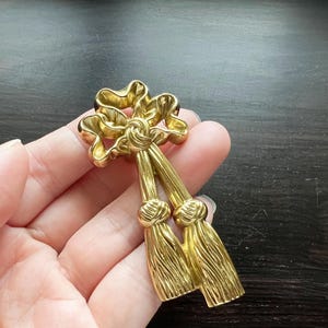 Brass Bow Drawer Knob: Gold Dresser Pull Handle - Modern Cabinet Hardware