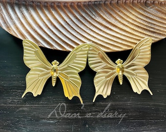 Solid Brass Butterfly Drawer Knob: Dresser Pull, Furniture Knob