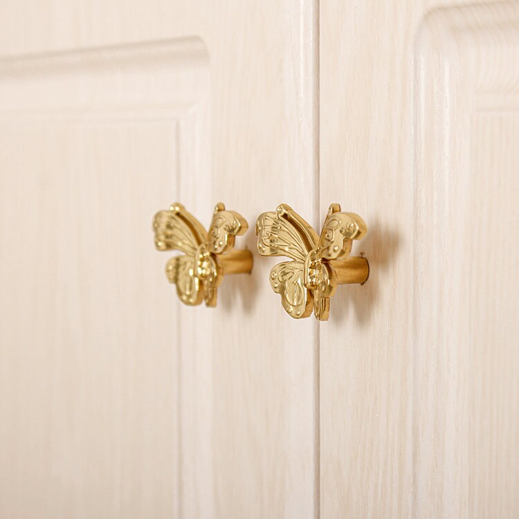 gold butterfly dresser knobs Butterfly Shape Unique Metallic Knob Brass main image 0