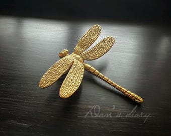 Dragonfly Brass Cabinet Knob: Nordic Style Drawer Pull