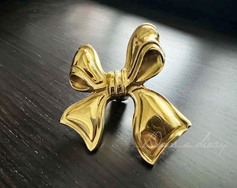 Brass Bow Drawer Knob: Dresser Pull Nursery Room knob