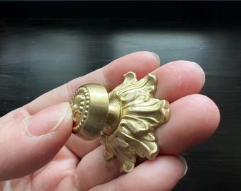 Solid Brass Flower Cabinet Knob - Nordic Style Furniture Pull