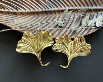 Ginkgo Leaf Brass Drawer Knob: Cabinet Hardware, Furniture Pull