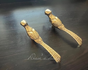 Solid Brass Bird Knob - Gold Dresser Drawer Pull