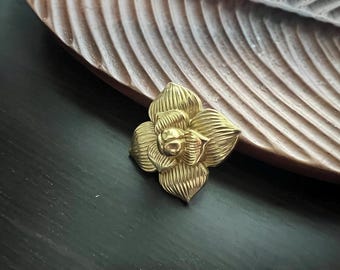 Solid Brass Flower Cabinet Knob: Dresser Pull Nursery Room knob