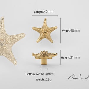 Solid Brass Starfish Knobs: Modern Cabinet Drawer Pulls image 3