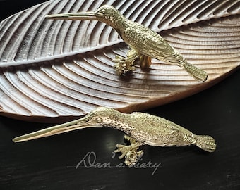 Brass Bird Drawer Knob, Gold Dresser Pull Handle