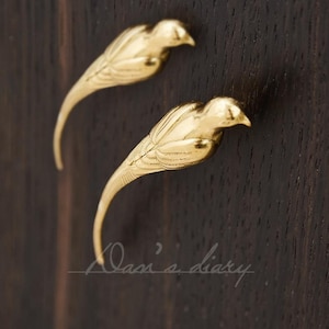 Brass Bird Knob: Modern Gold Drawer Pull, Cabinet Hardware