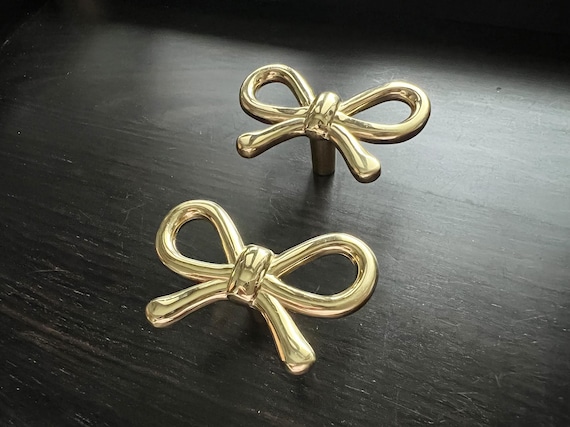 gold bow knobs for dresser Brass Bow Knob