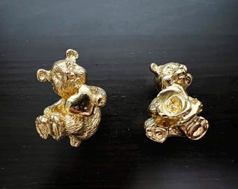 Tirador de cajón con forma de oso de latón: Tirador para cómoda, pomo para habitación infantil.