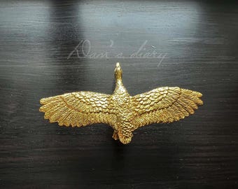 Brass Wild Geese Cabinet Knob: Dresser Pull, Furniture Knob