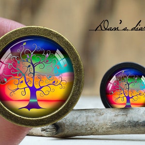 Tirador de armario con cabujón de cristal del Árbol de la Vida: Tirador de armario de bronce vintage