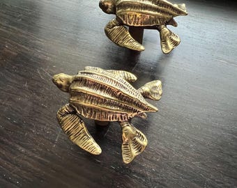 Vintage Bronze Turtle Brass Knob, Cabinet Drawer Pull