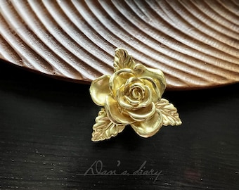 Solid Brass Flower Cabinet Knob: Dresser Pull Nursery Room knob